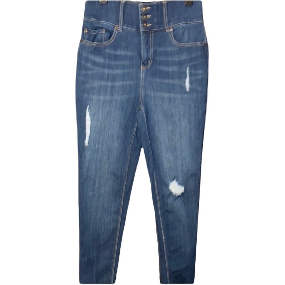 Skinny leg high rise jeans